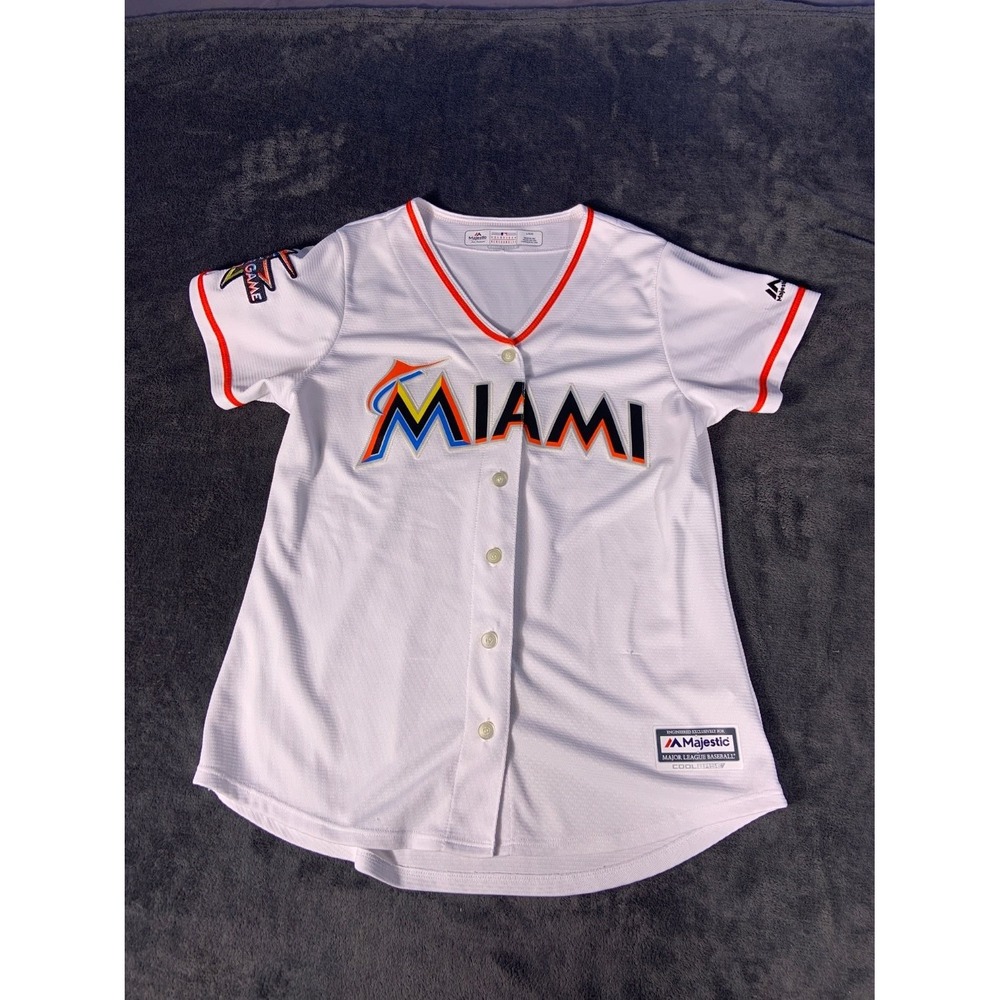 Majestic Miami Marlins 2017 MLB All-Star Game Women's Jersey L White Polyester
